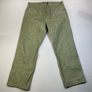 Brave Star Selvage The True Straight Denim, CUFFED, Green - Mens 33